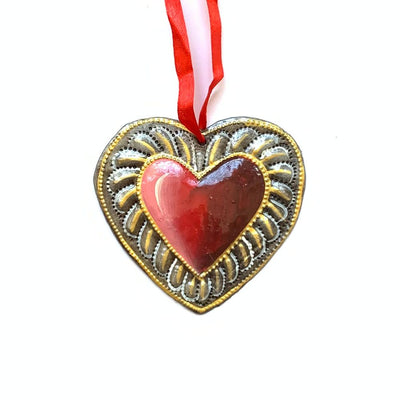 Recycled Metal Painted Heart Ornament