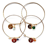 Zodiac Charm and Bead Bangle Bracelets