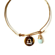 Zodiac Libra Charm and Amazonite Bangle Bracelet