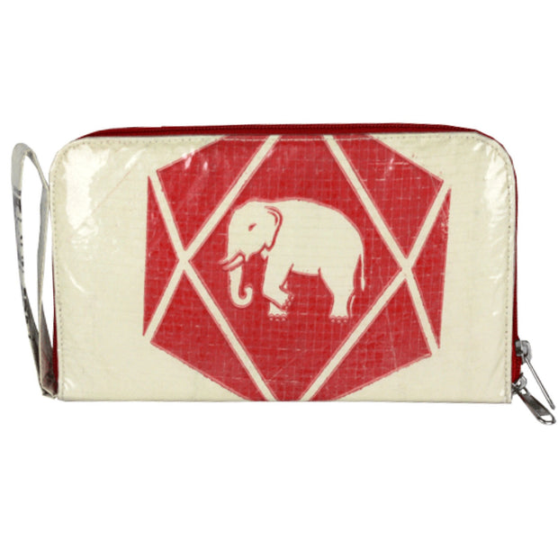 Recycled Cement Bag Travel Wallet - Diamond Elephant