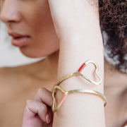 Double Heart Threaded Bracelet on model