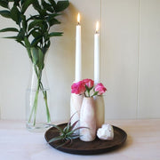 Natural Soapstone Candle Holder Vase two sizes with candles