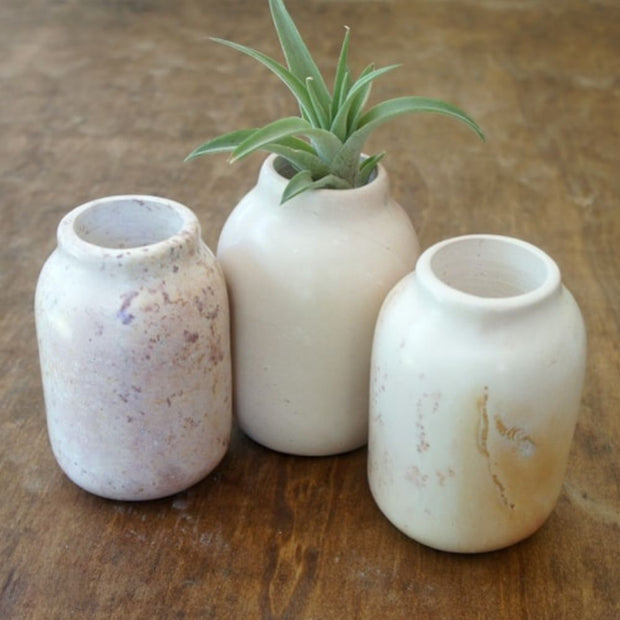 Natural Soapstone Jug Vase - Medium showing color variations