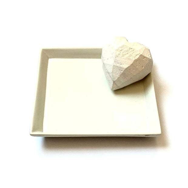 Square Soapstone Dish - Natural with heart