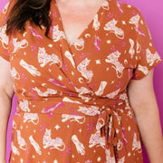 Katie Wrap Plus Size Dress Orchid Tigress detail