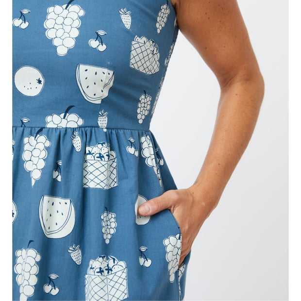 Mata Traders Ruffle Strap Maxi Dress Fruity Blue pocket detail