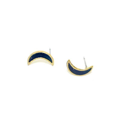 Crescent Moon Stud Earrings black