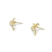 Palm Tree Stud Brass Earrings side view