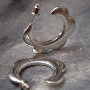 Silver Petal Hoop Earrings detail