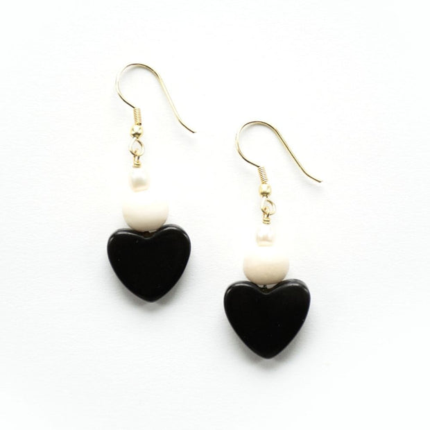 Carnaby Heart Earrings Black and White