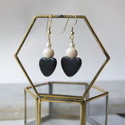 Carnaby Heart Earrings Black and White styled