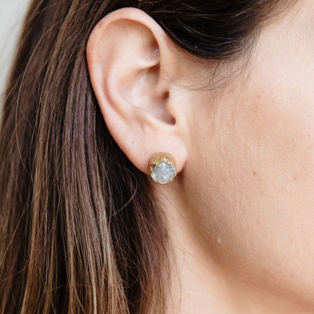 Florence Druzy Stone Stud Earrings on model