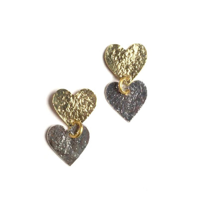 Metallic Petite Heart Stud Earrings