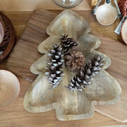 Christmas Tree Shaped Mango Wood Serving Tray Platter styled