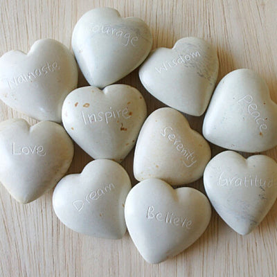 Small Word Soapstone Heart - Natural