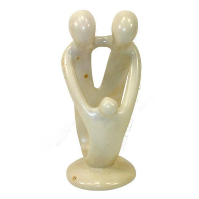 8-inch Family Soapstone Sculpture - 2 Parents and 1 Child