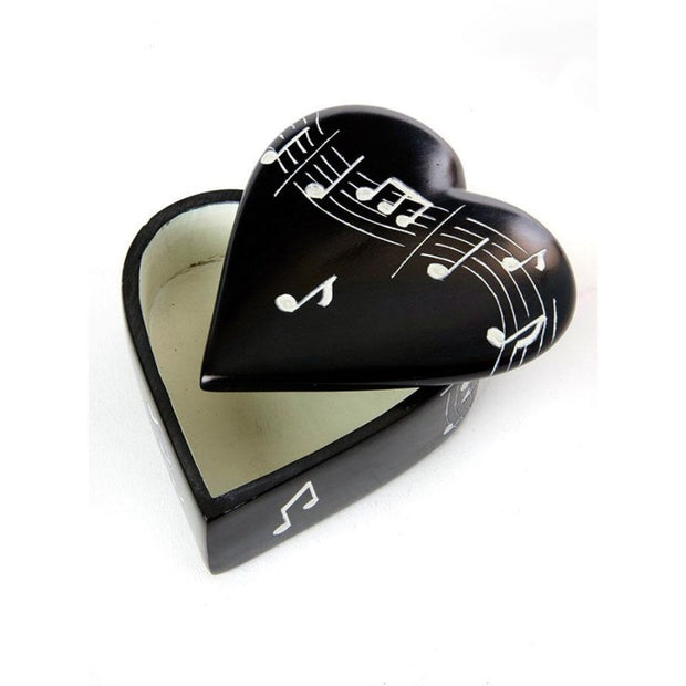 Melody Maker Soapstone Heart Box with open lid