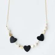Carnaby Hearts Necklace Black and White detail