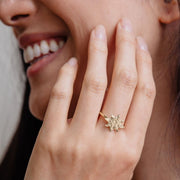 Austen Adjustable Ring Gold on model
